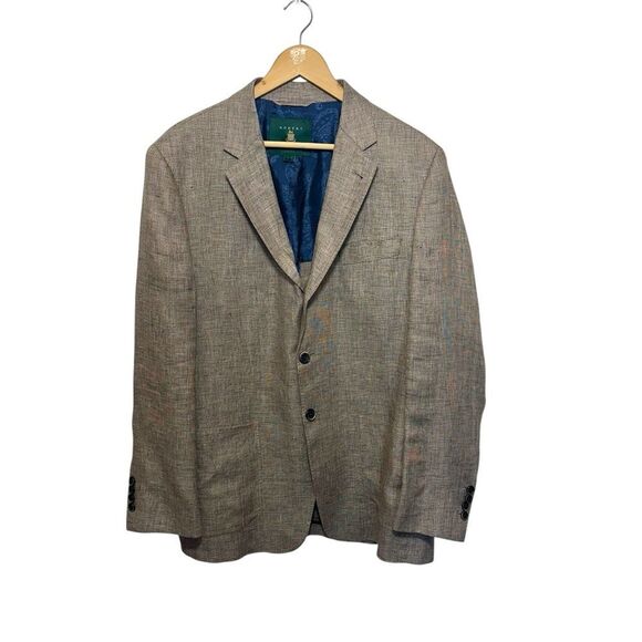Robert Talbott Brown Linen Three Buttton Summer Blazer Sport Coat, L‎ - Picture 2 of 11